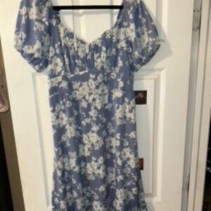 Floral long blue summer dress